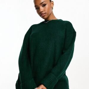 NWT ASOS Sweater 6 Emerald-Green Wool-Blend Oversized Boucle-Knit Long-Sleeve